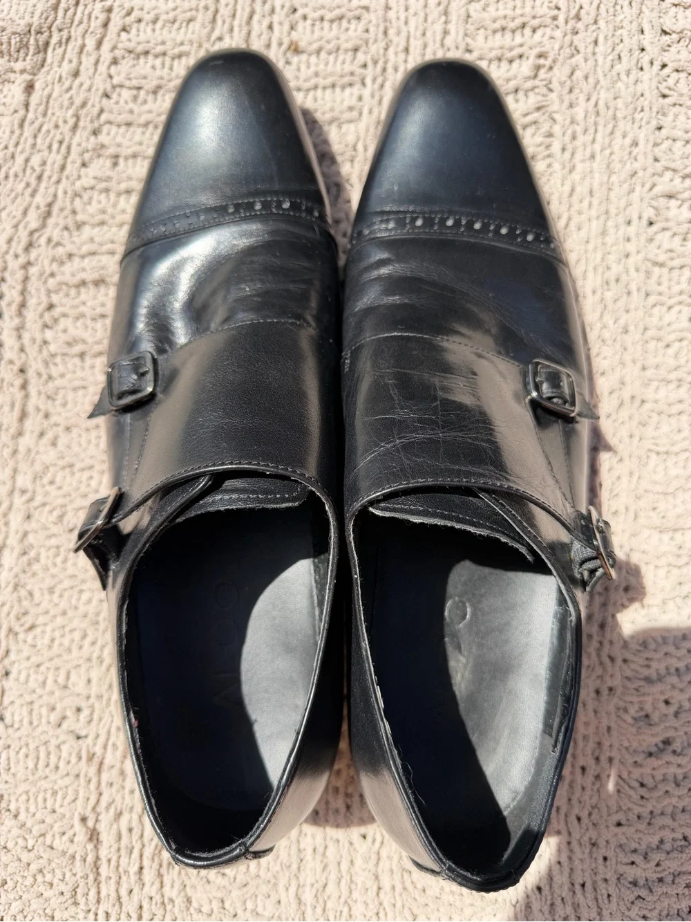 Aldo Men's Double Monk Strap Black Dress Shoes